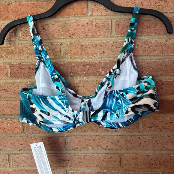 New Fantasie Kabini Oasis Underwire Gathered Full Cup Bikini Top Size 38D Blue - Picture 2 of 4